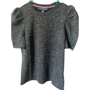 Tommy Hilfiger Puff Sleeve Shimmer‎ Top - Black